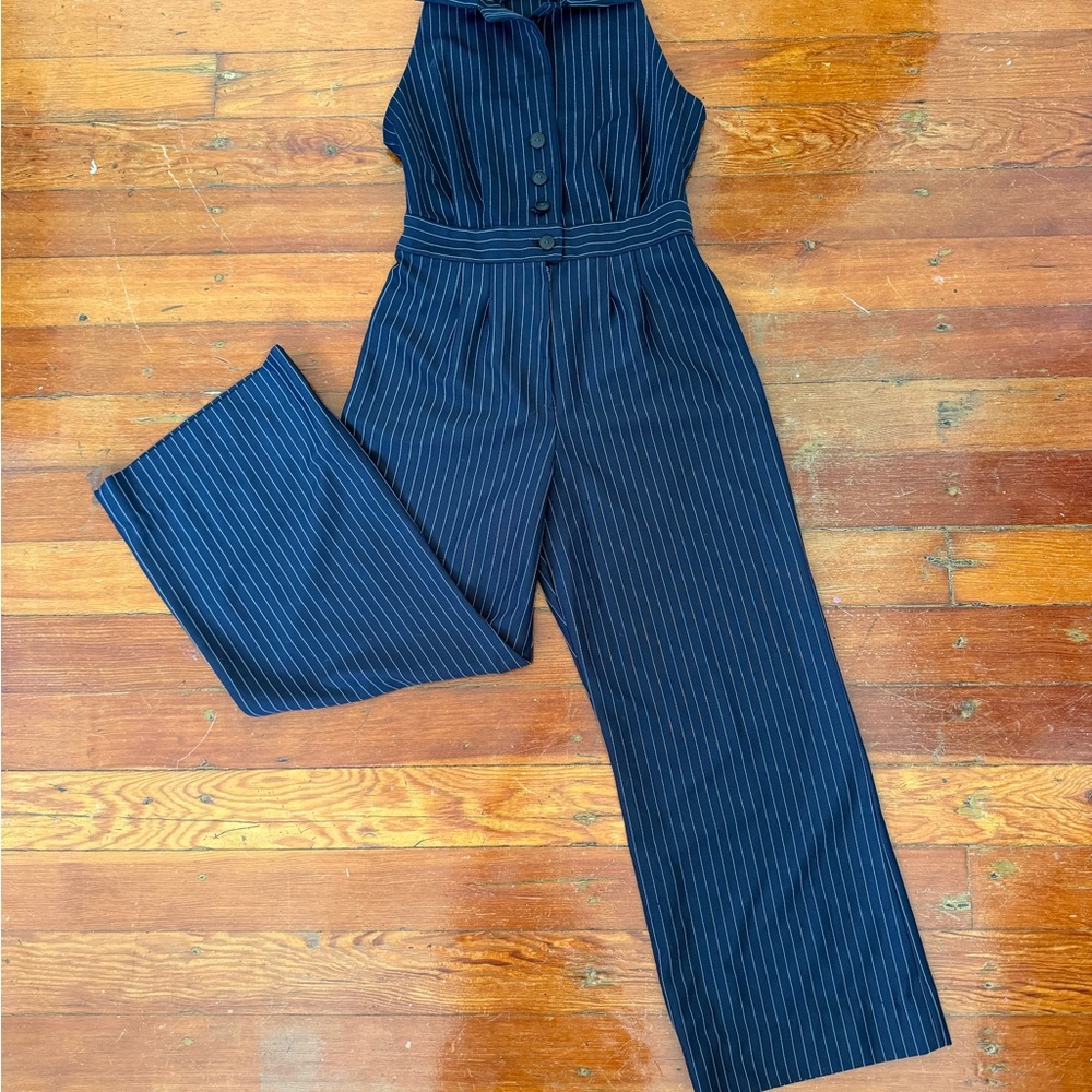 American Vintage Blue Jumpsuit with Polka Dot Pattern